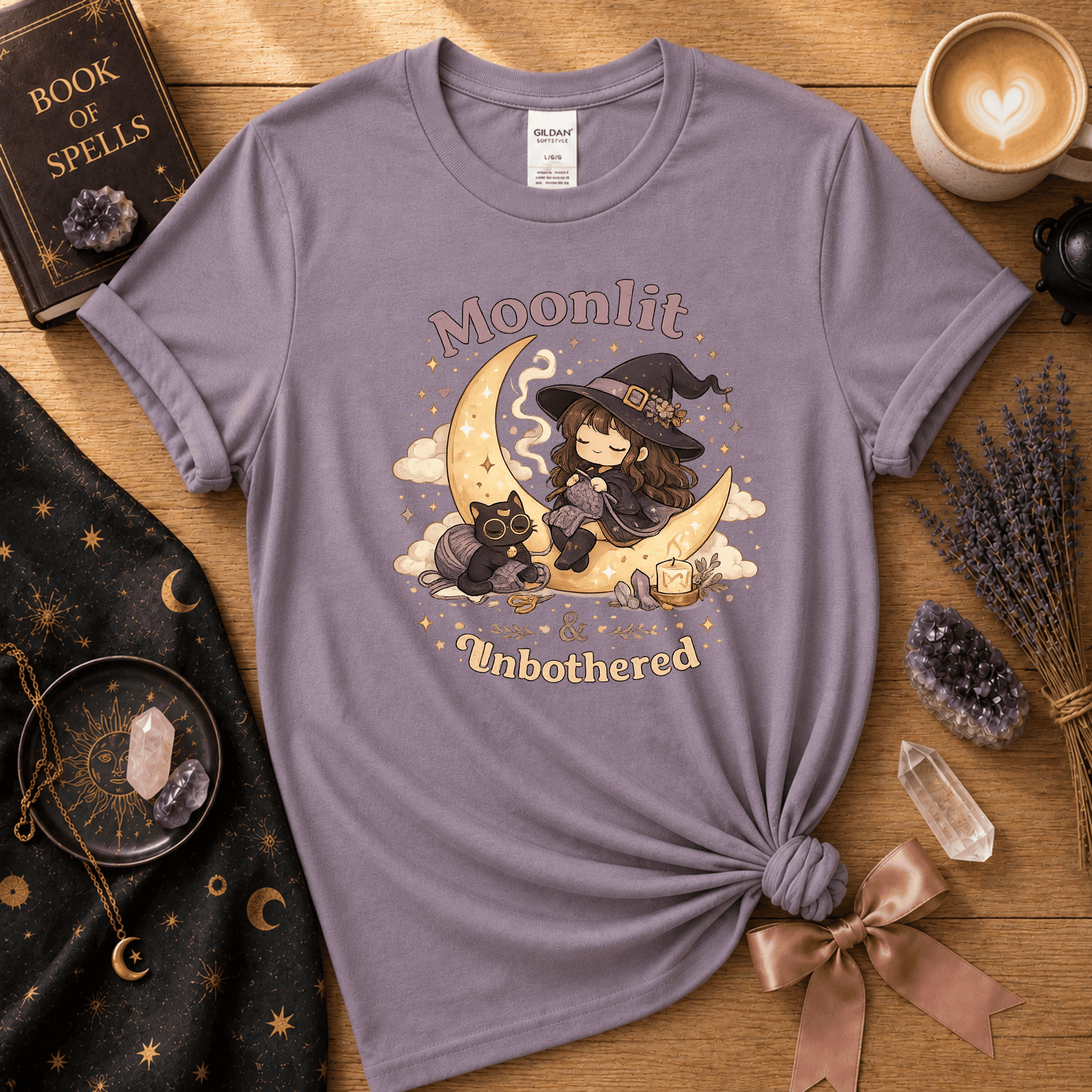 Moonlit & Unbothered | Witchy Graphic T-Shirt