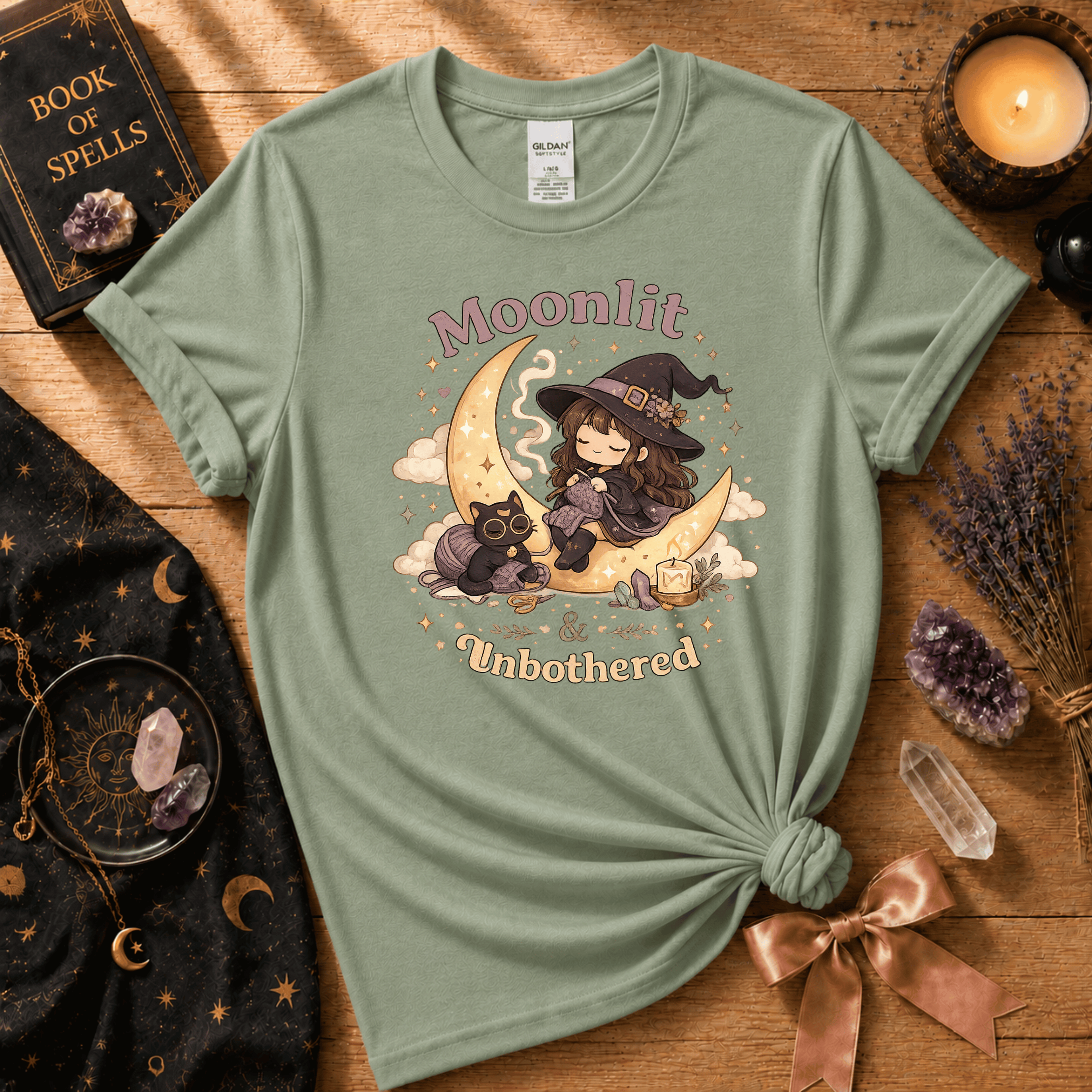 Moonlit & Unbothered | Witchy Graphic T-Shirt
