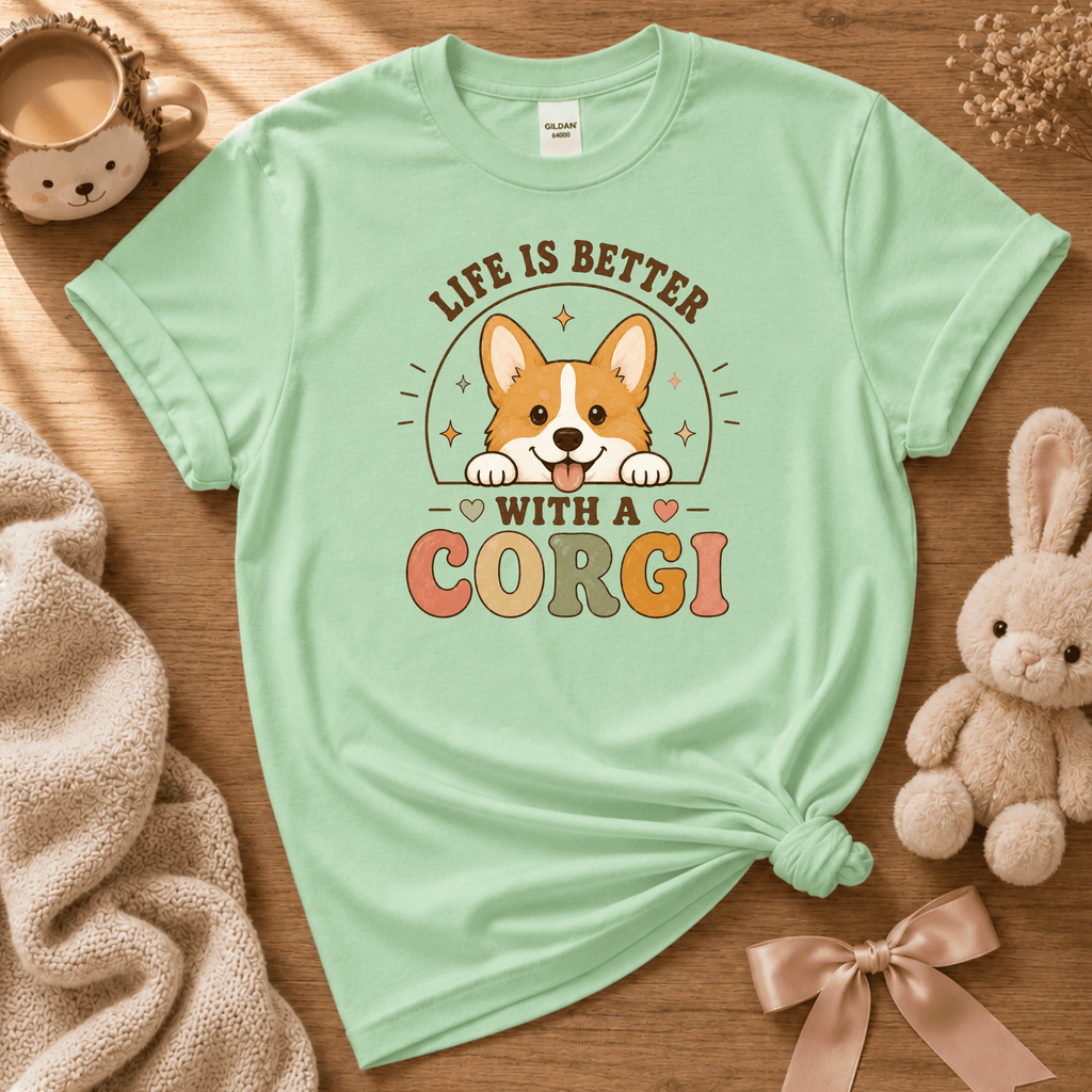 Life Is Better With a Corgi | Cute Animal Graphic T-Shirt