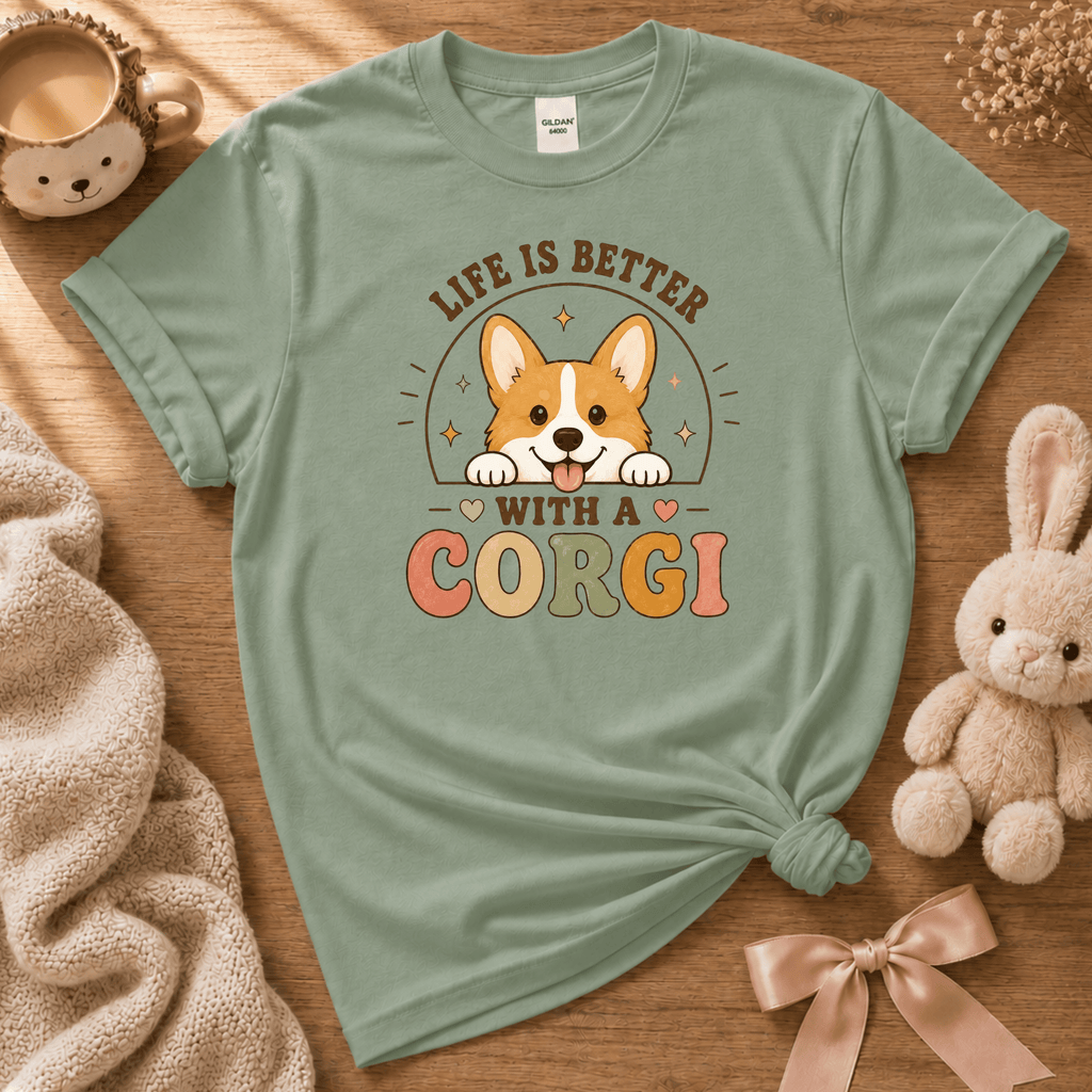 Life Is Better With a Corgi | Cute Animal Graphic T-Shirt