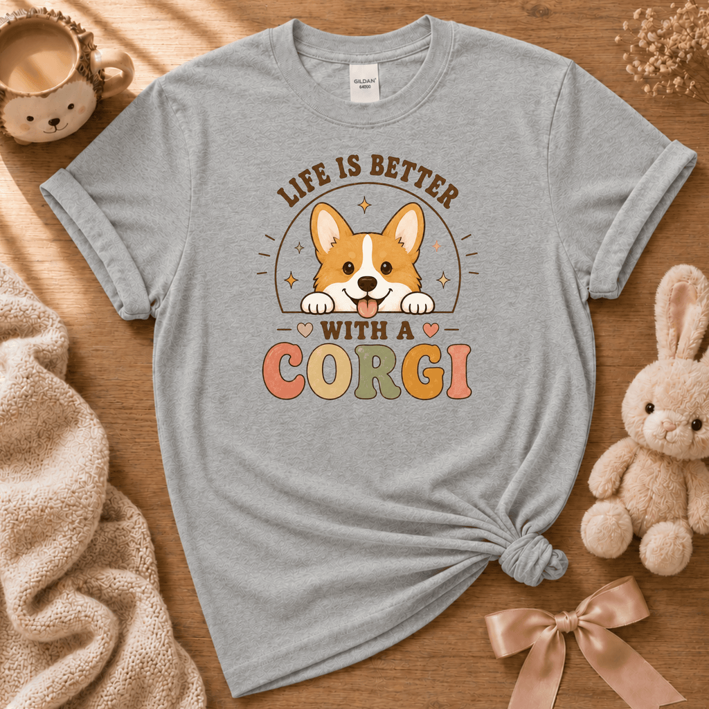Life Is Better With a Corgi | Cute Animal Graphic T-Shirt
