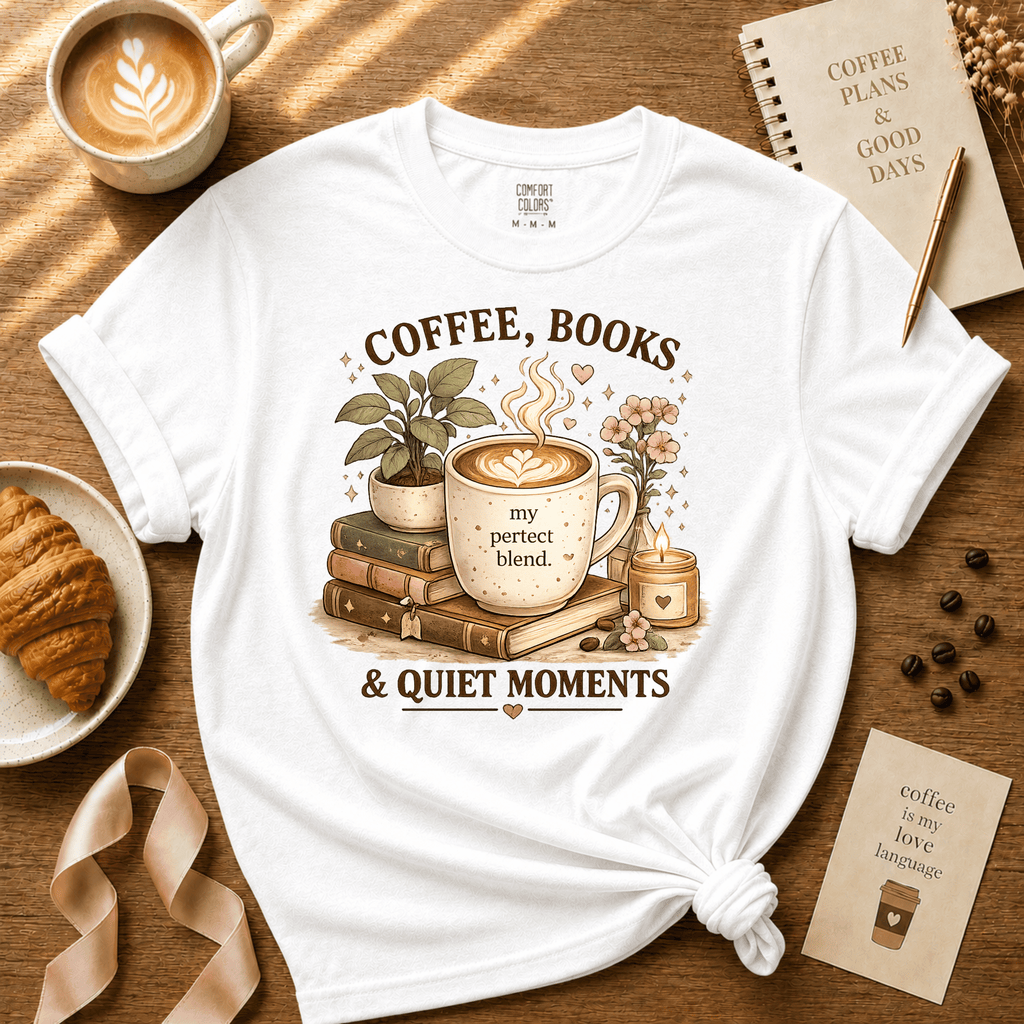 Coffee, Books & Quiet Moments | Coffee Lover Graphic T-Shirt