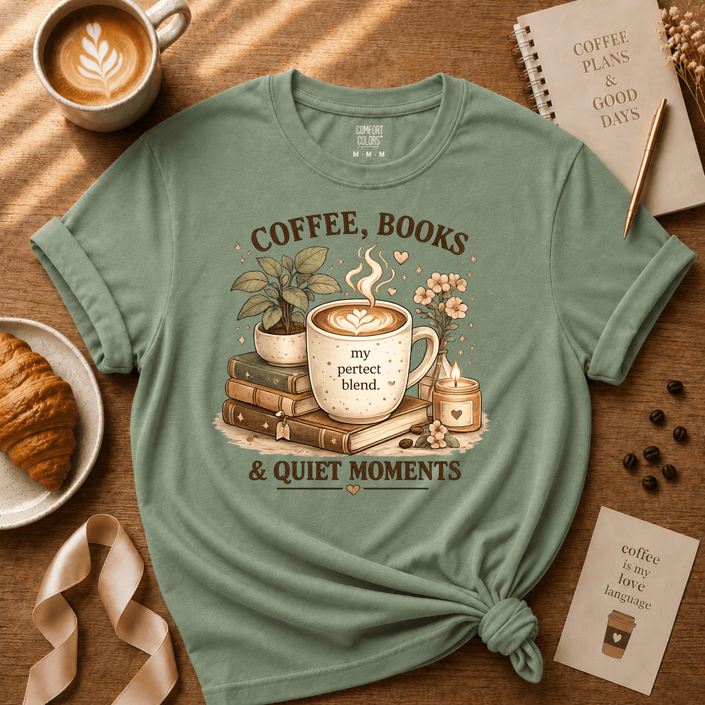 Coffee, Books & Quiet Moments | Coffee Lover Graphic T-Shirt