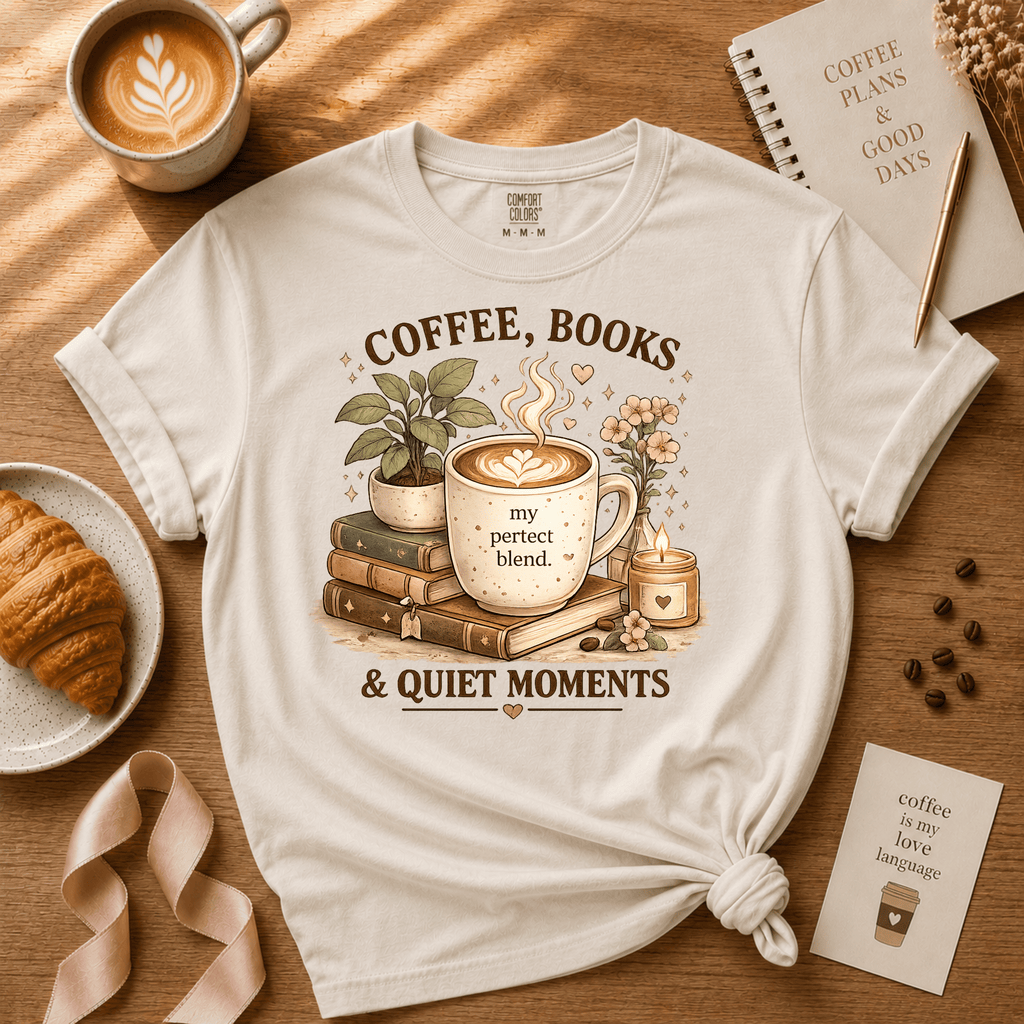 Coffee, Books & Quiet Moments | Coffee Lover Graphic T-Shirt