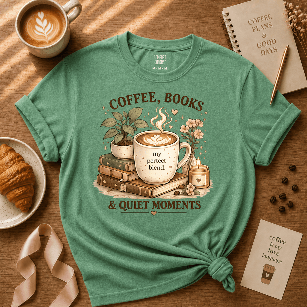 Coffee, Books & Quiet Moments | Coffee Lover Graphic T-Shirt