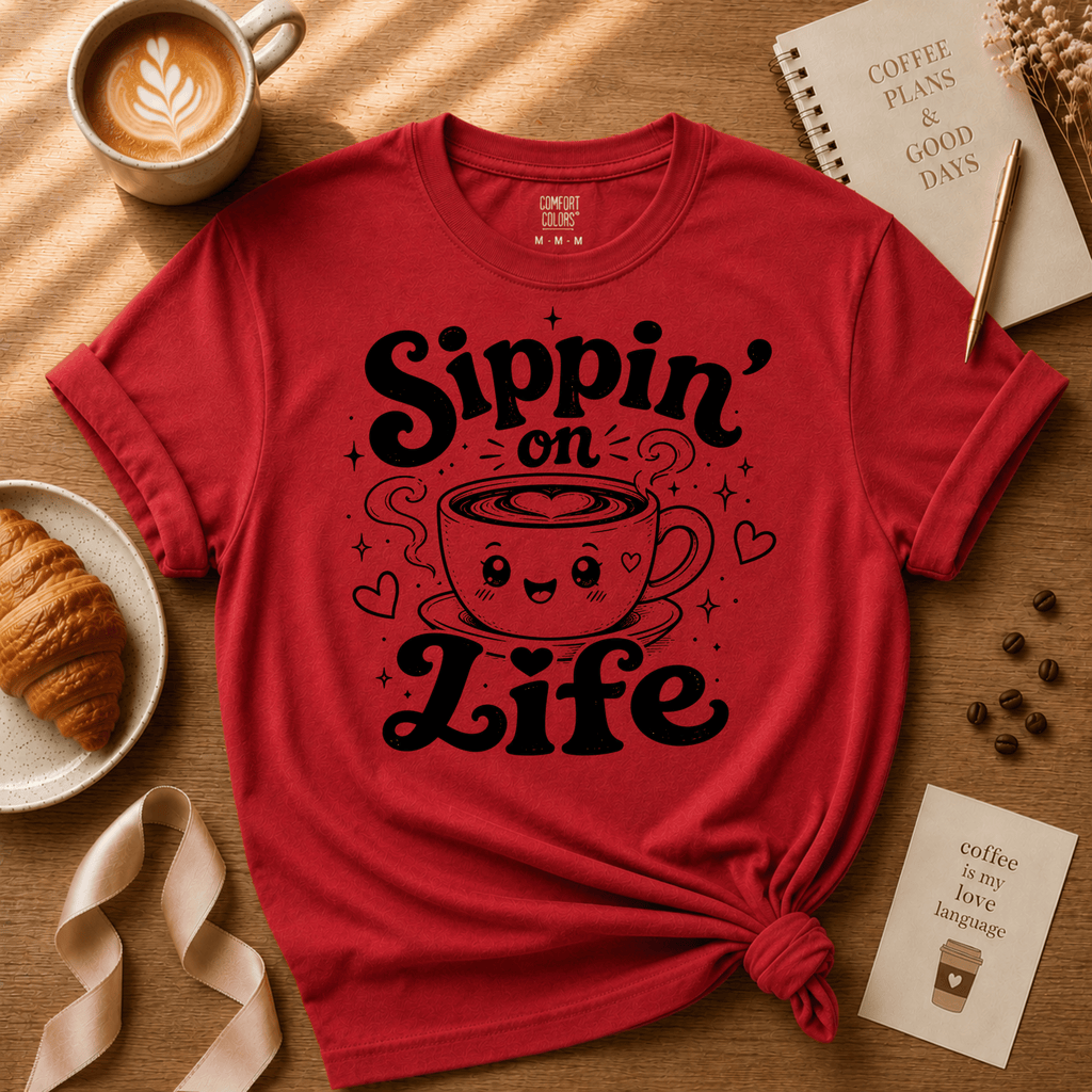 Sippin' on Life | Coffee Lover Graphic T-Shirt