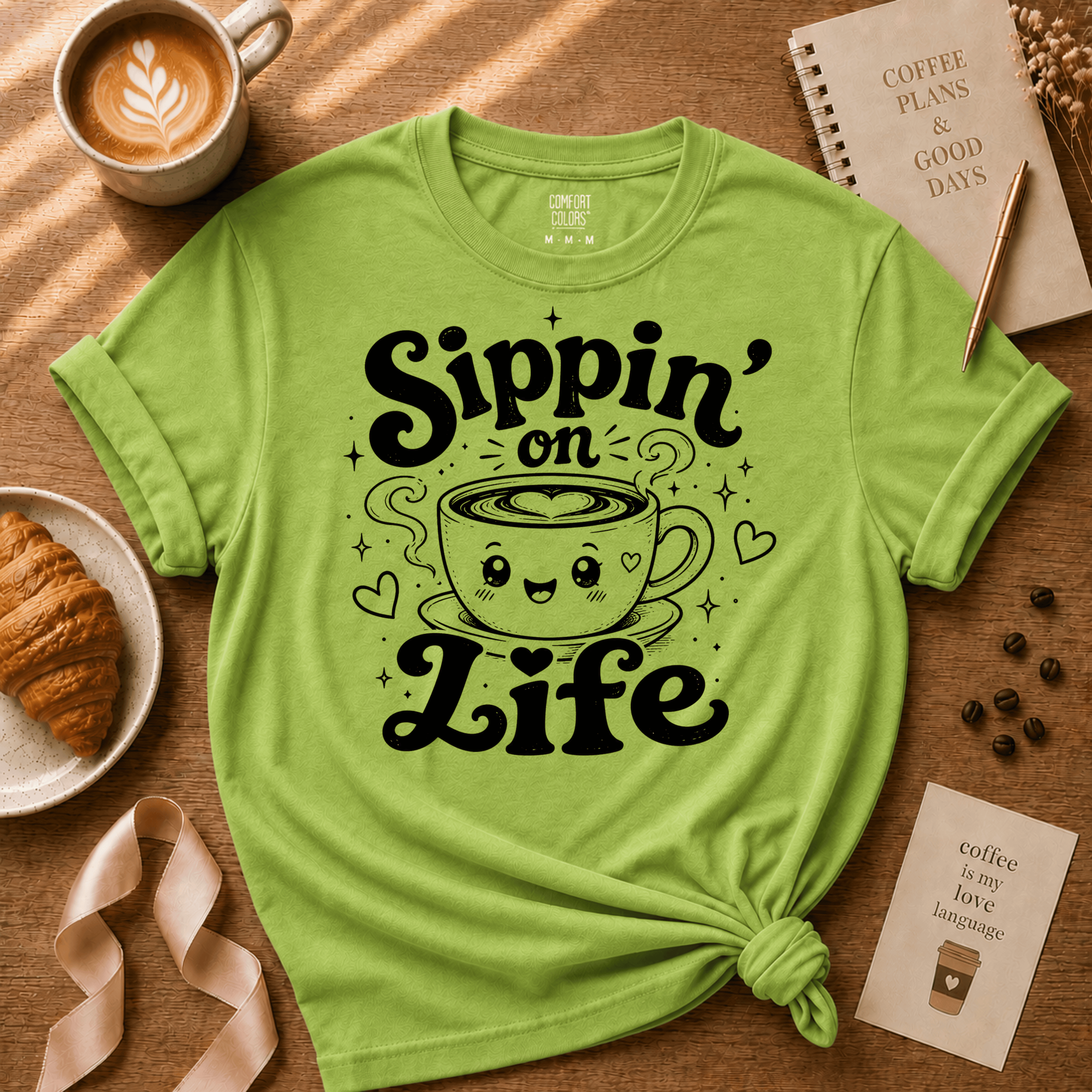 Sippin' on Life | Coffee Lover Graphic T-Shirt