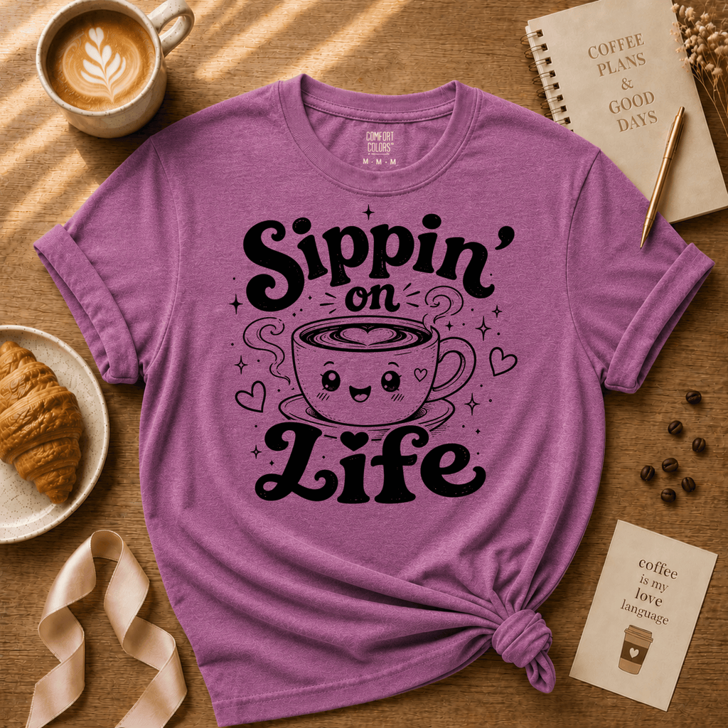 Sippin' on Life | Coffee Lover Graphic T-Shirt