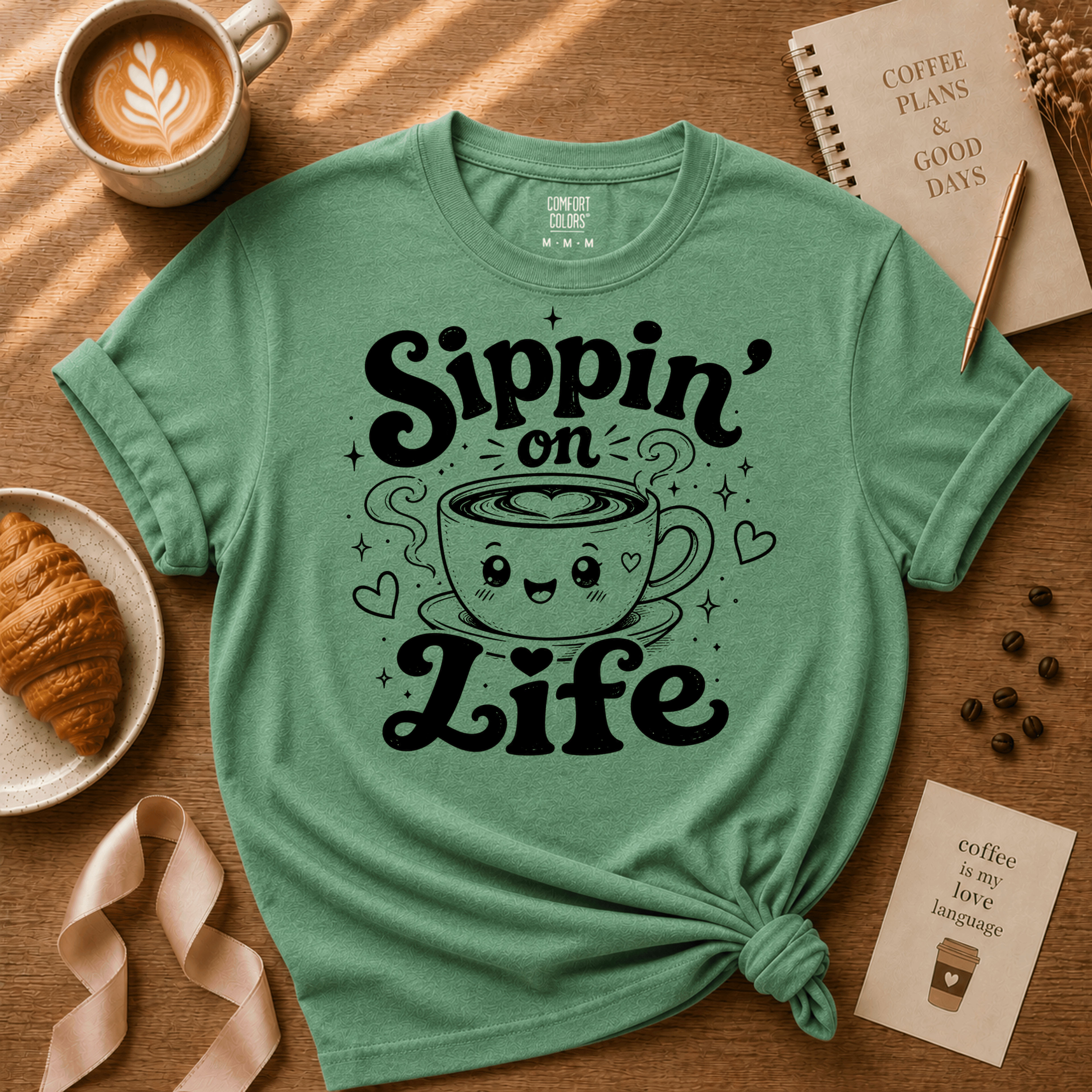 Sippin' on Life | Coffee Lover Graphic T-Shirt