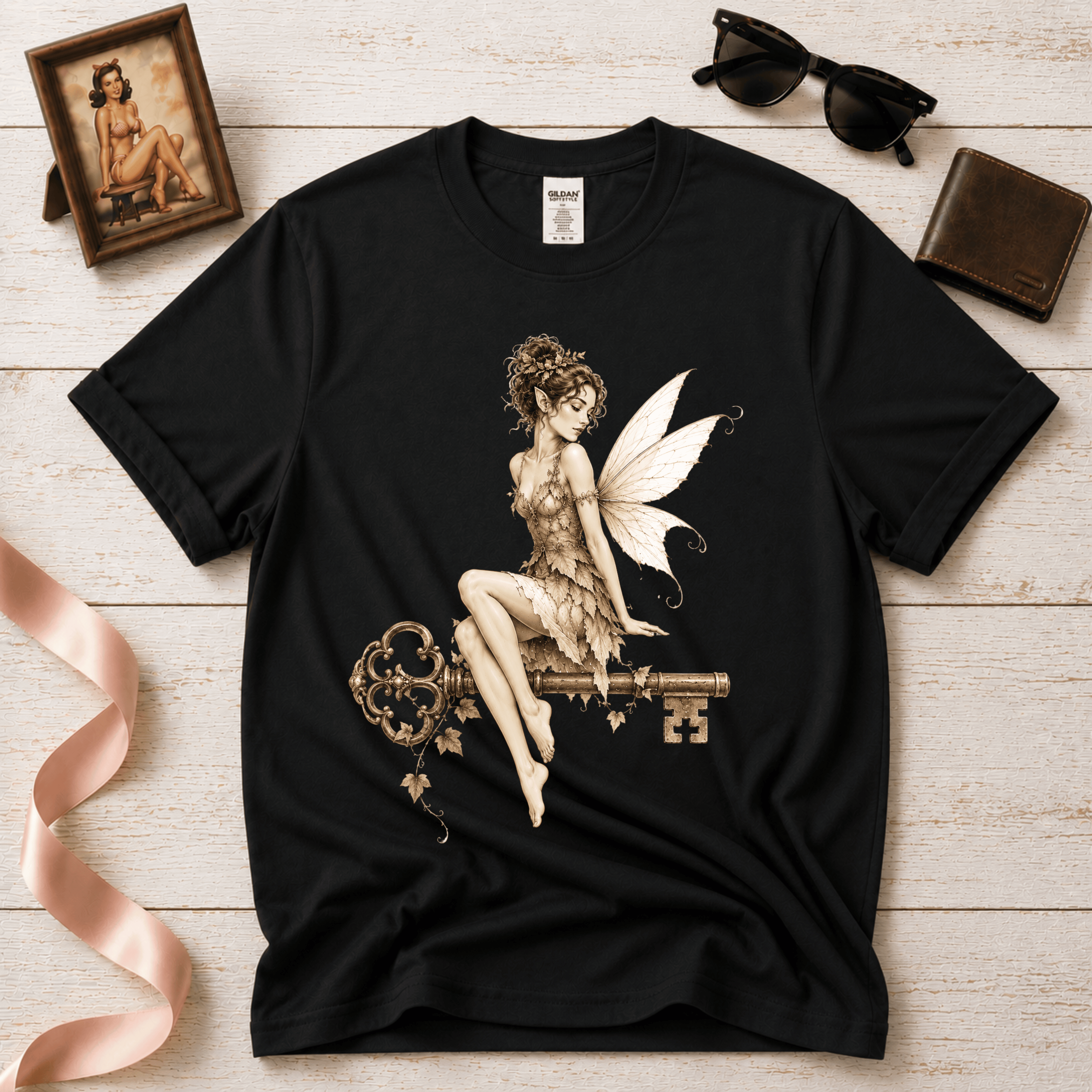 Fairy Key | Vintage Pinup Fairy Graphic T-Shirt