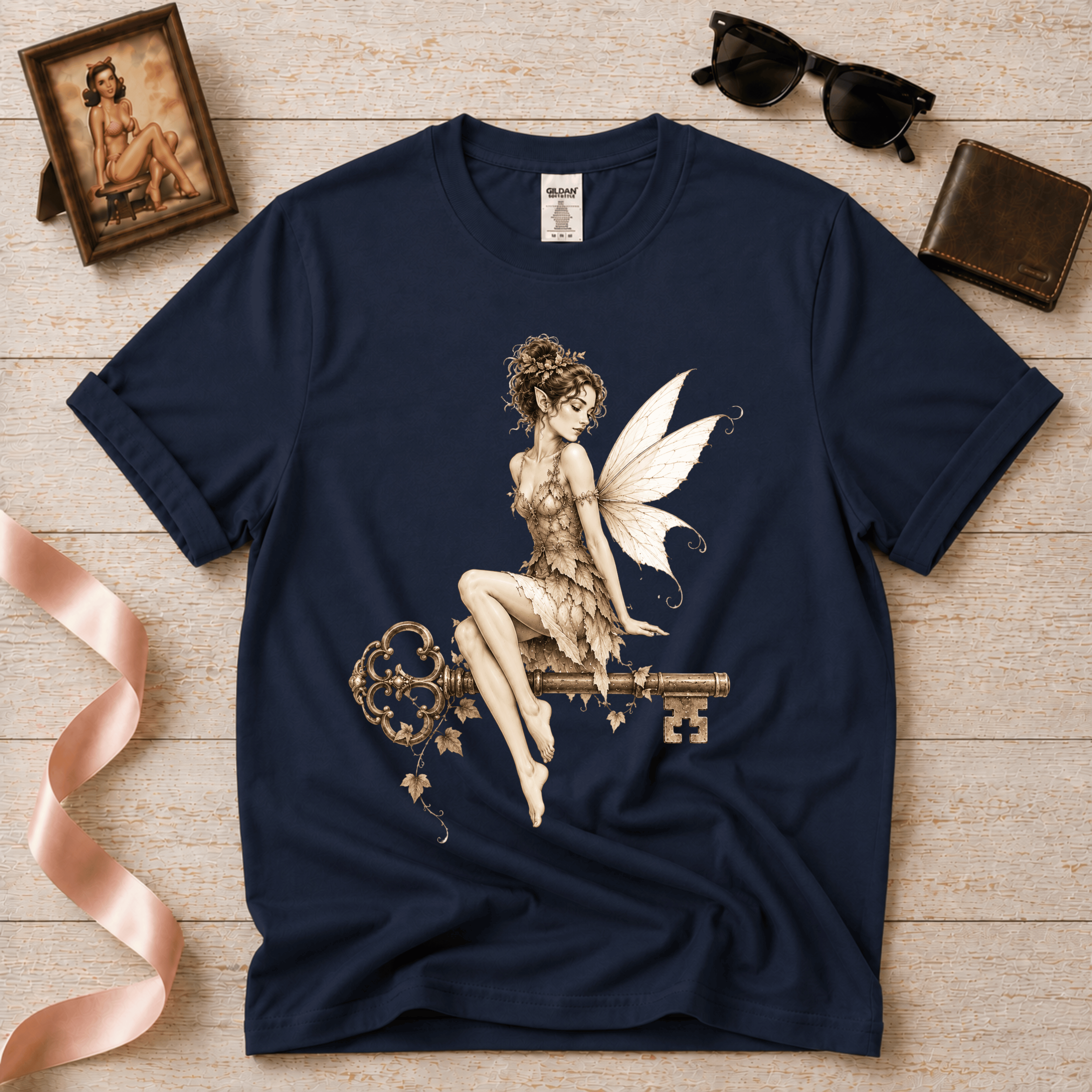 Fairy Key | Vintage Pinup Fairy Graphic T-Shirt