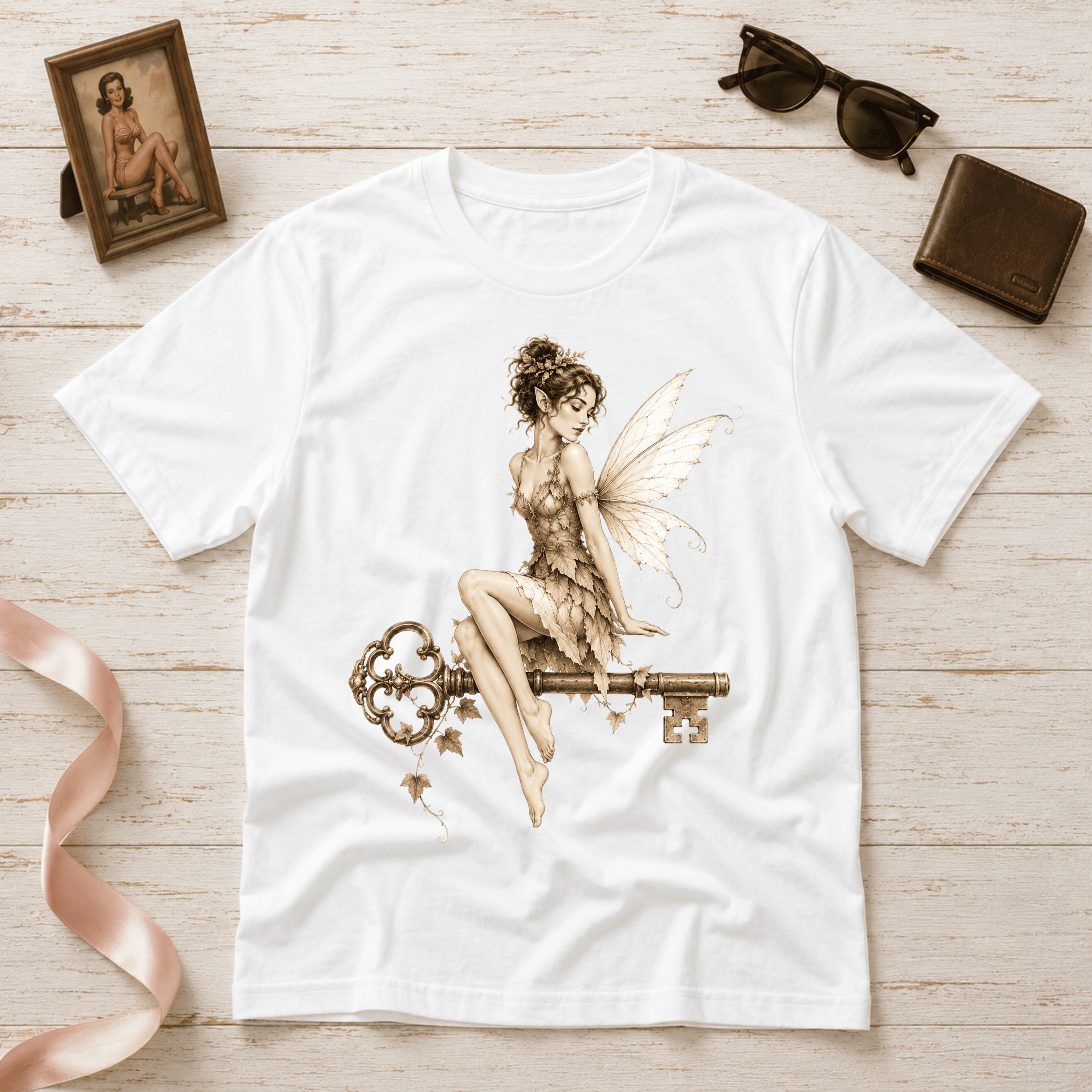 Fairy Key | Vintage Pinup Fairy Graphic T-Shirt