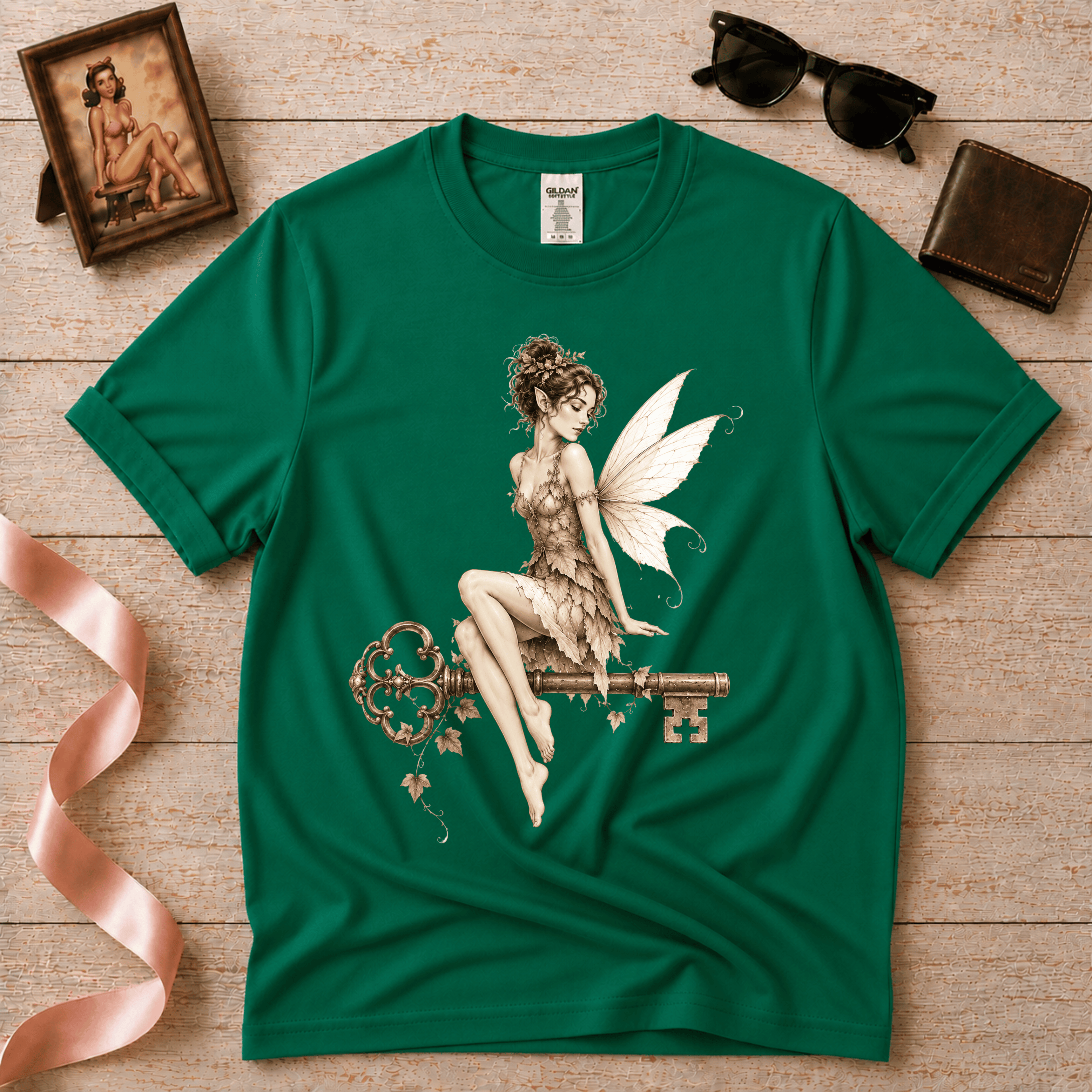 Fairy Key | Vintage Pinup Fairy Graphic T-Shirt
