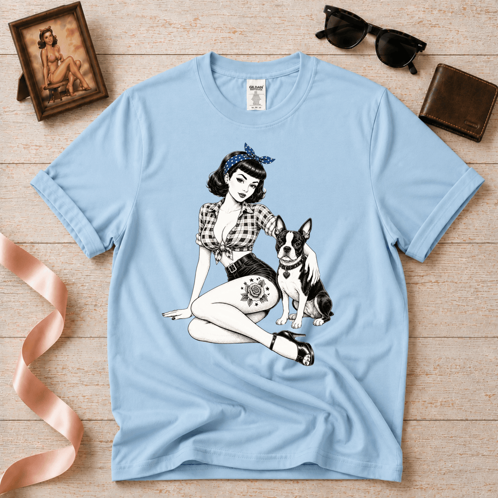 Pinup with Boston | Vintage Pinup Graphic T-Shirt