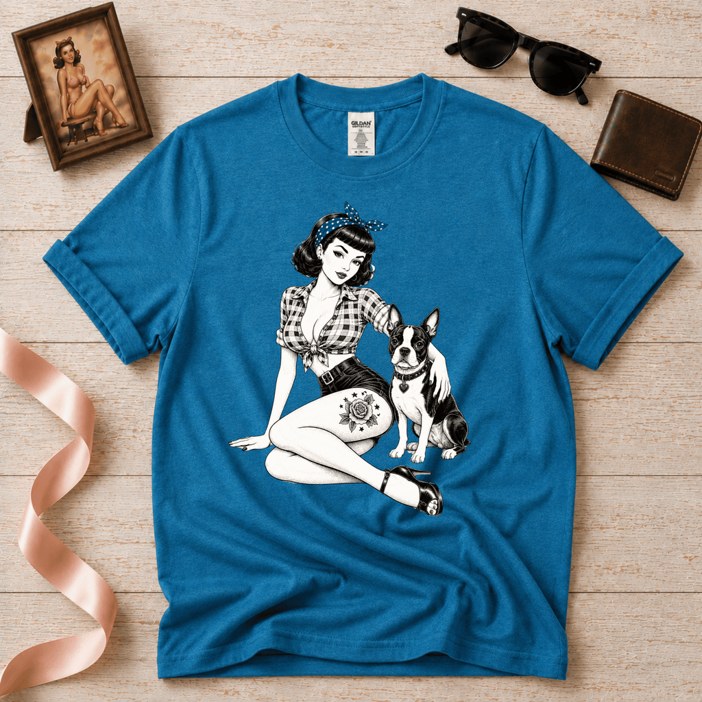 Pinup with Boston | Vintage Pinup Graphic T-Shirt