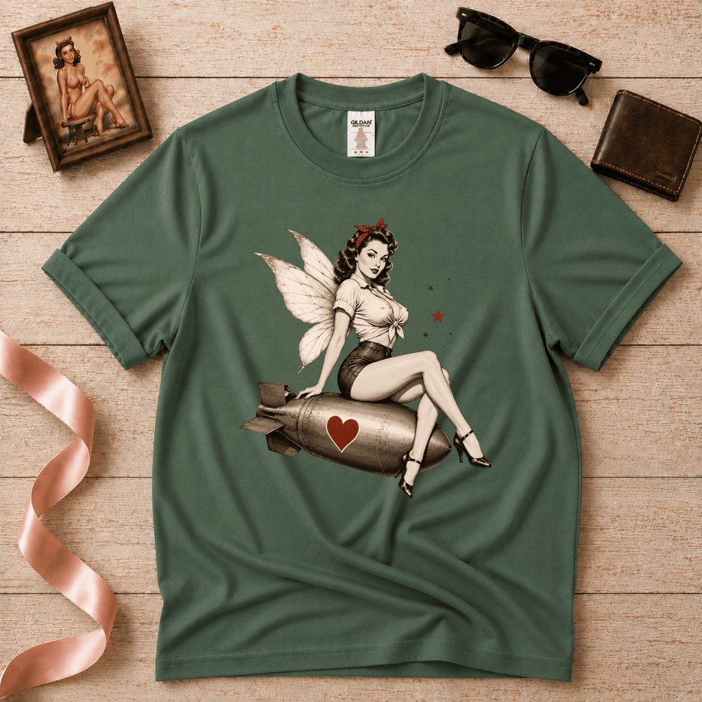 Love Bomb Fairy | Vintage Pinup Fairy Graphic T-Shirt