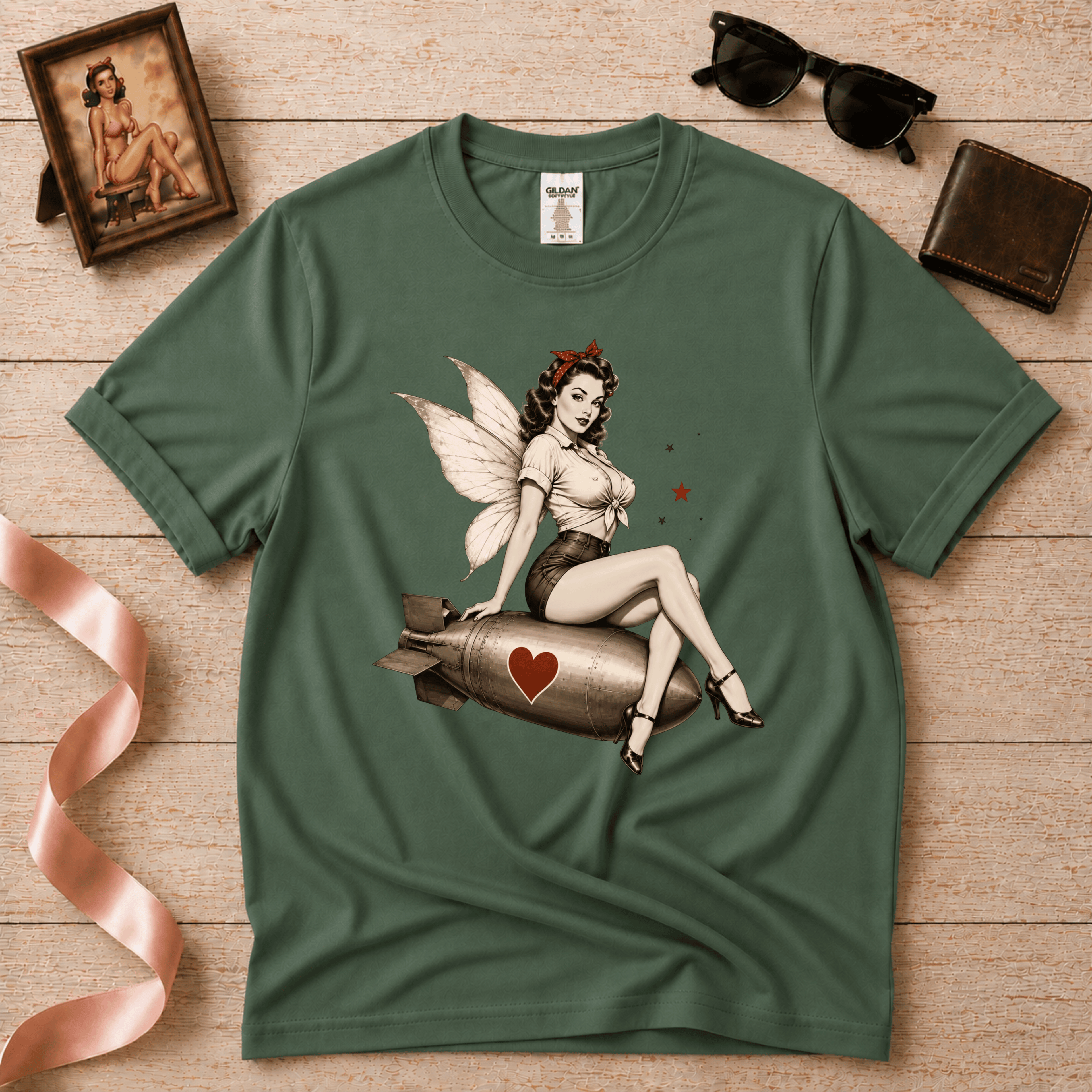 Love Bomb Fairy | Vintage Pinup Fairy Graphic T-Shirt
