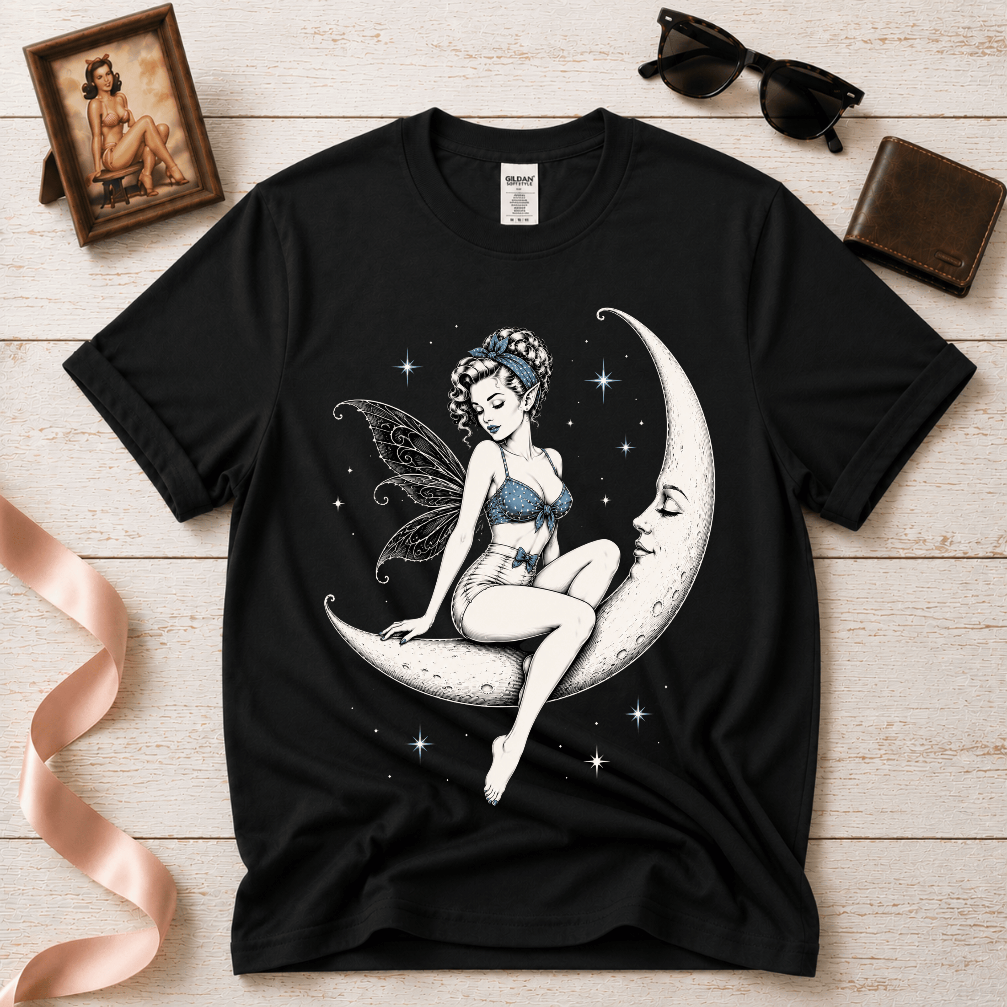 Moonlight Fairy in Blue Bikini | Vintage Fairy Graphic T-Shirt