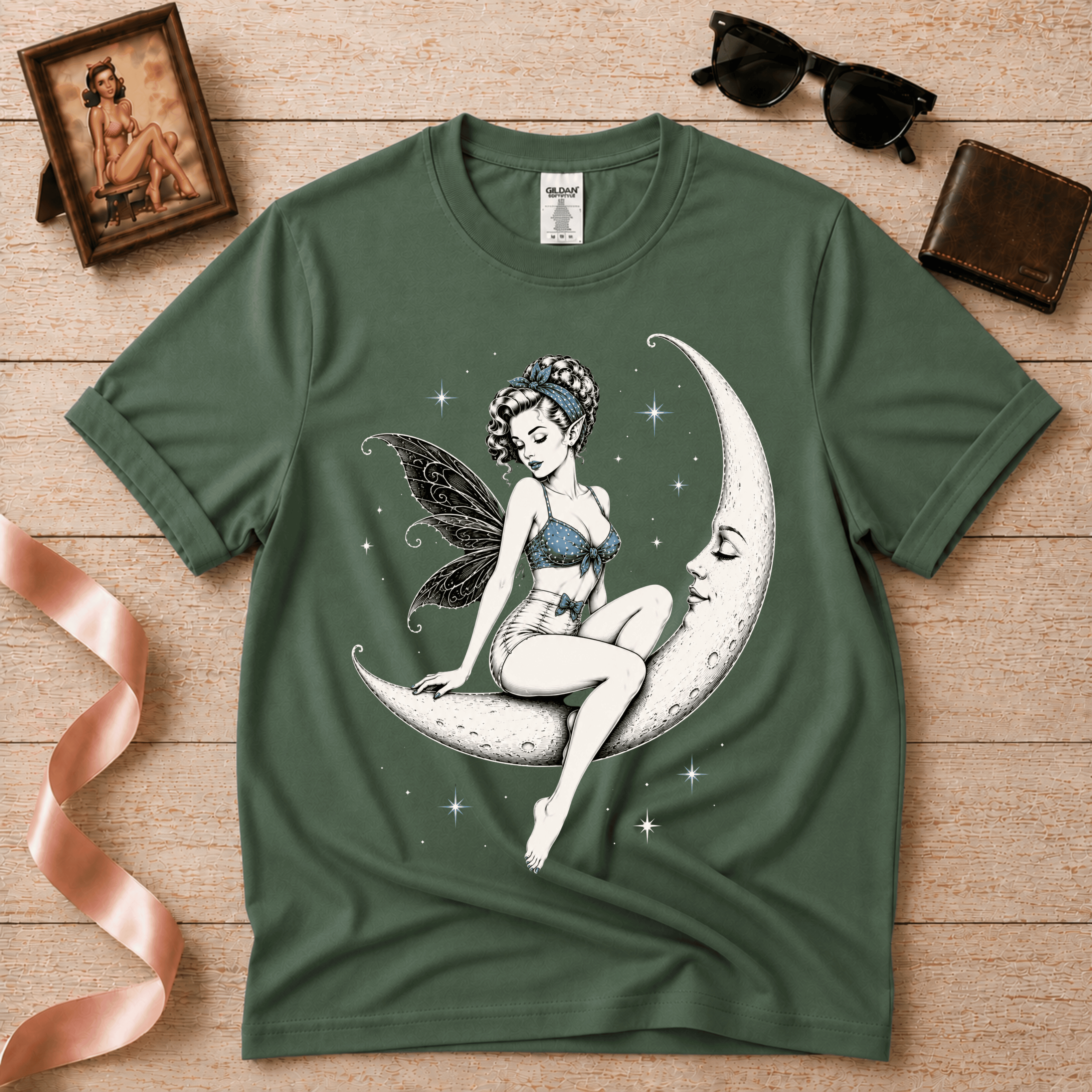 Moonlight Fairy in Blue Bikini | Vintage Fairy Graphic T-Shirt