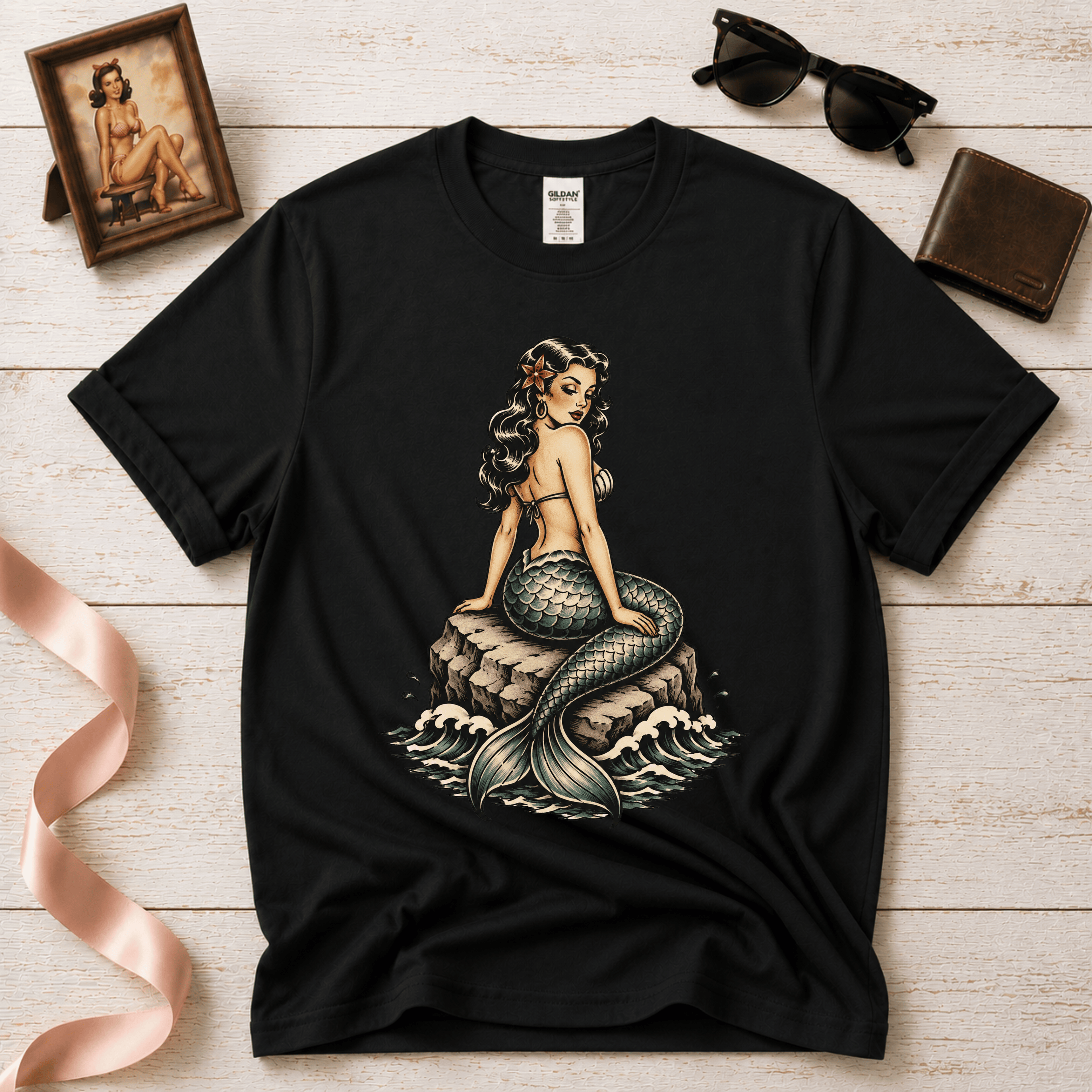 Mermaid Tattoo | Vintage Pinup Graphic T-Shirt