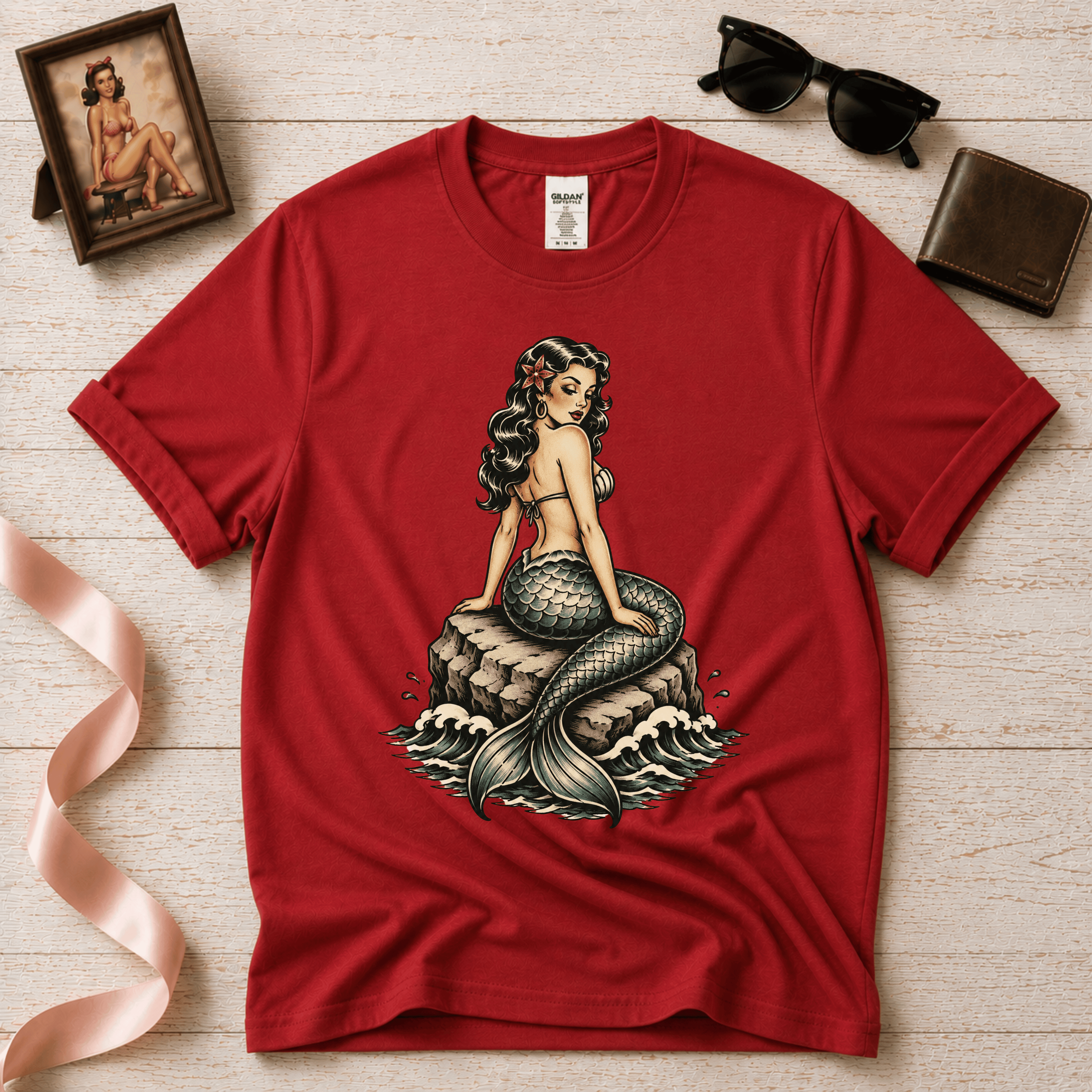Mermaid Tattoo | Vintage Pinup Graphic T-Shirt