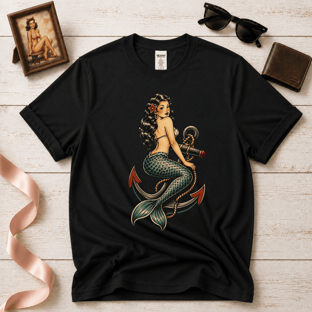 Mermaid Anchor | Vintage Mermaid Tattoo T-Shirt