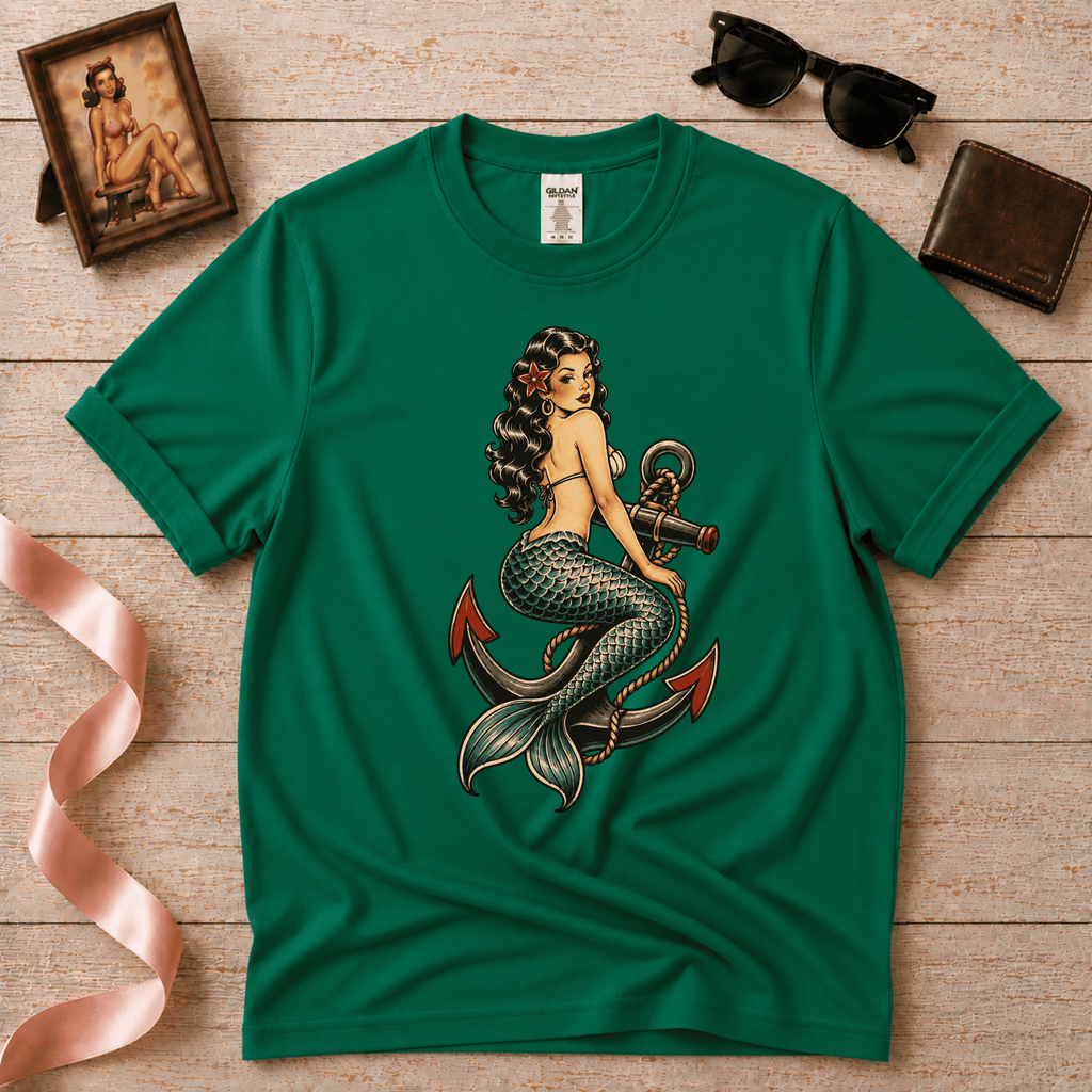 Mermaid Anchor | Vintage Mermaid Tattoo T-Shirt