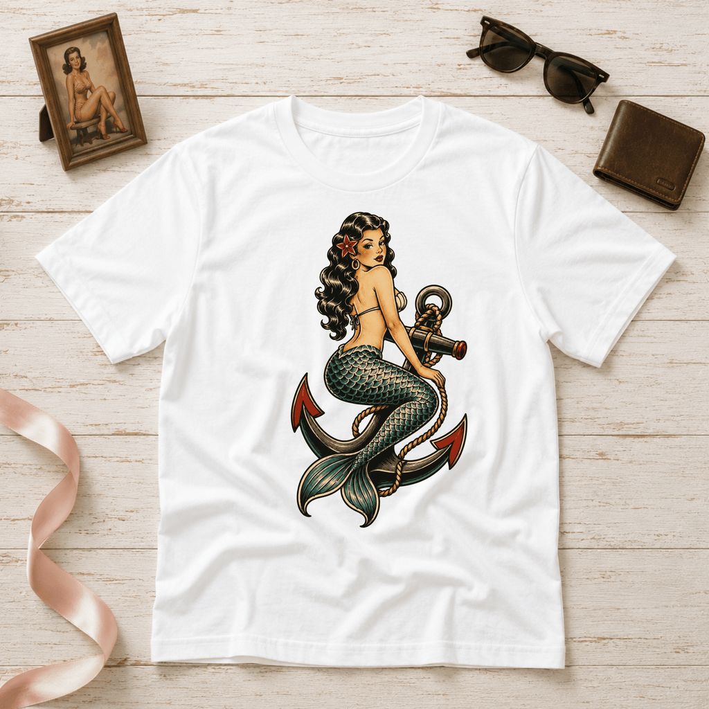 Mermaid Anchor | Vintage Mermaid Tattoo T-Shirt