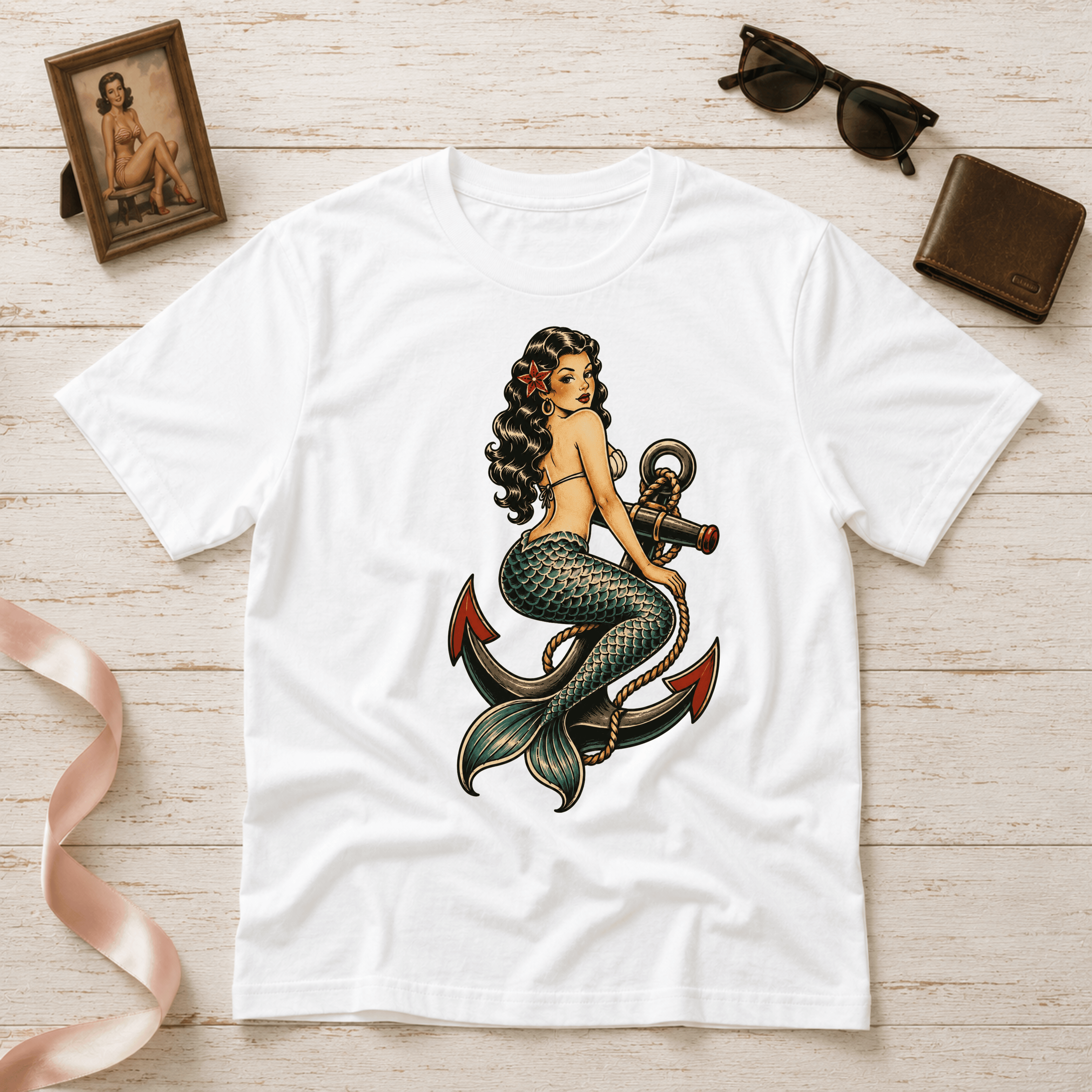 Mermaid Anchor | Vintage Mermaid Tattoo T-Shirt