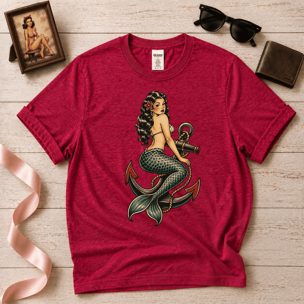 Mermaid Anchor | Vintage Mermaid Tattoo T-Shirt