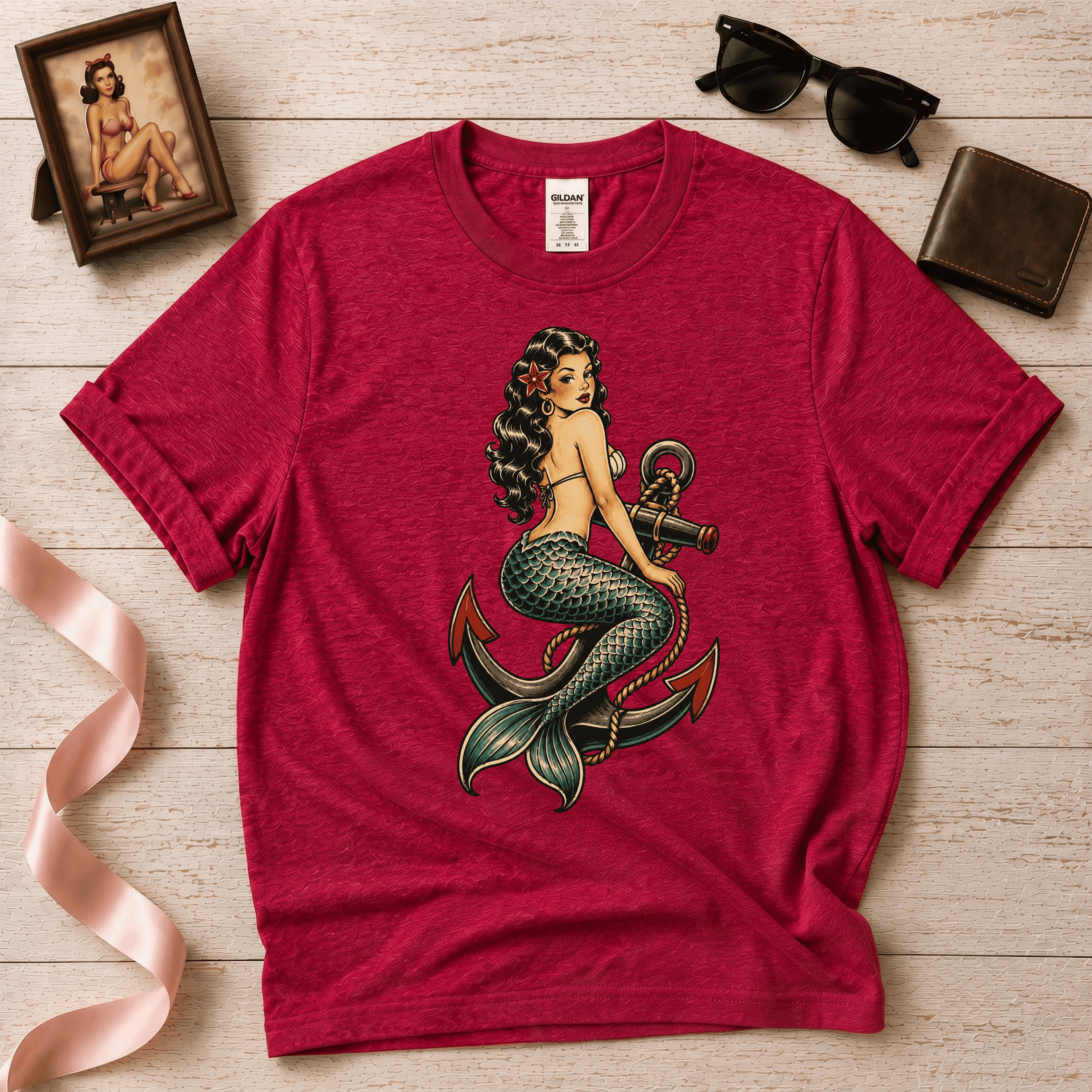 Mermaid Anchor | Vintage Mermaid Tattoo T-Shirt