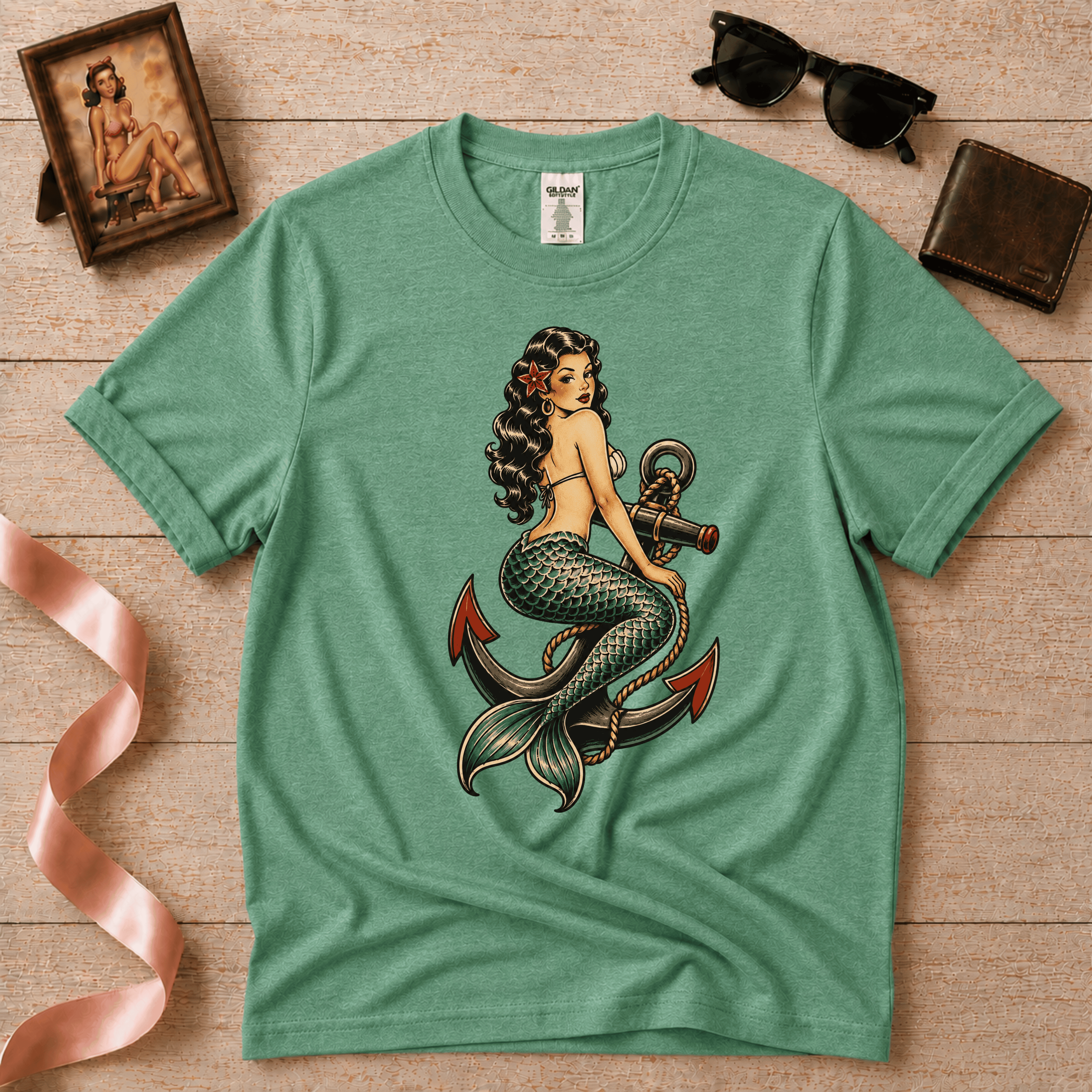 Mermaid Anchor | Vintage Mermaid Tattoo T-Shirt