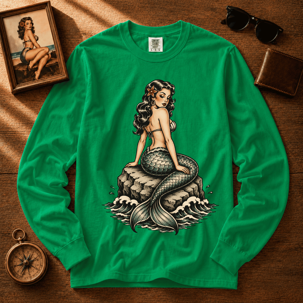 Mermaid Tattoo | Vintage Pinup Graphic Long Sleeve Tee
