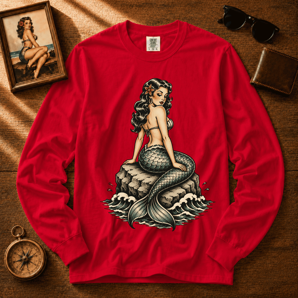 Mermaid Tattoo | Vintage Pinup Graphic Long Sleeve Tee