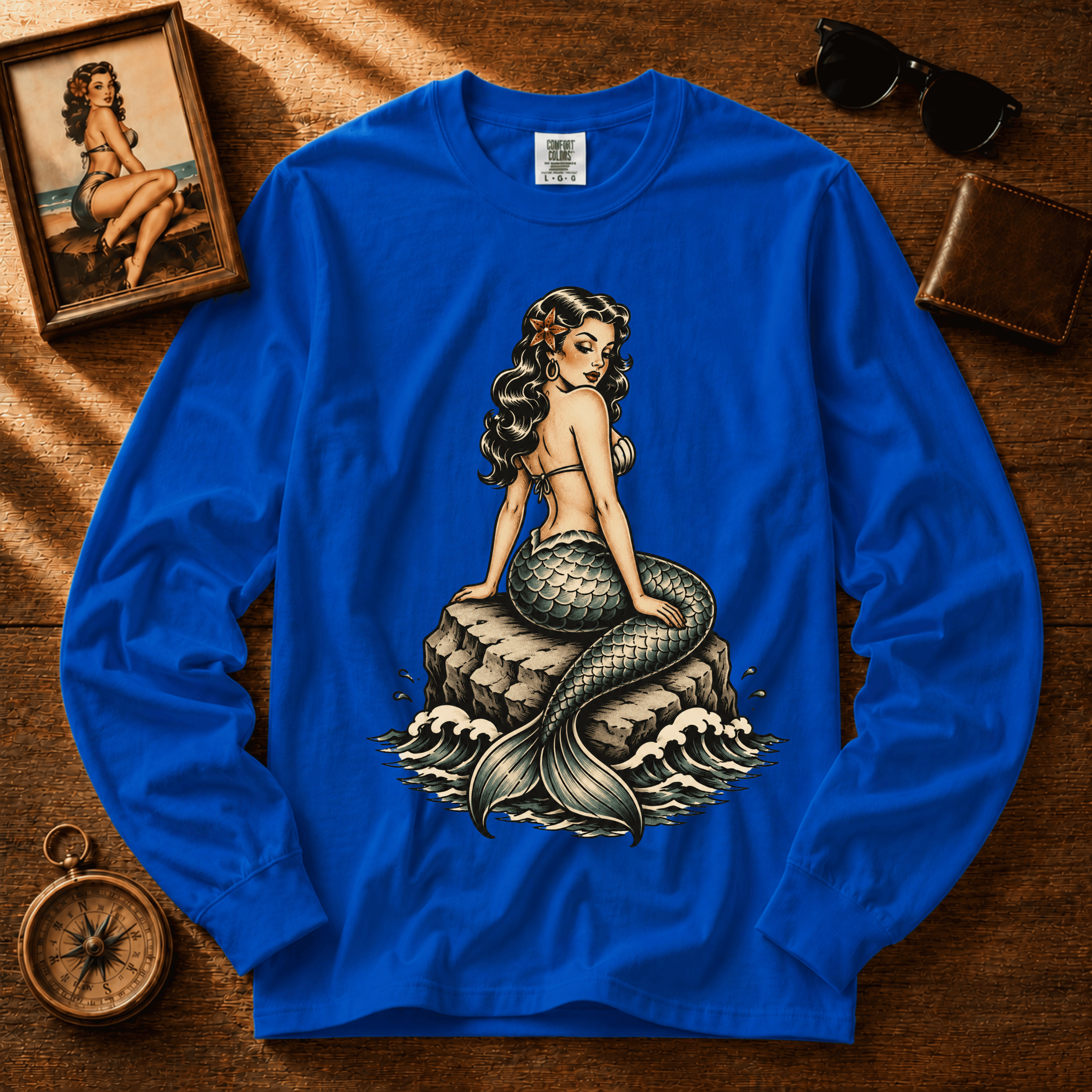 Mermaid Tattoo | Vintage Pinup Graphic Long Sleeve Tee