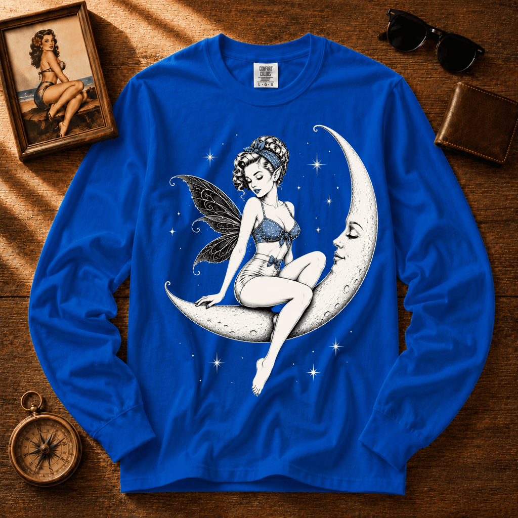 Moonlight Fairy in Blue Bikini | Vintage Fairy Graphic Long Sleeve