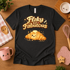 Flay But Fabulous cute food graphic t-shirt cozy flat lay in vintage black.