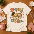 Bowl Goals cute food graphic t-shirt cozy flat lay in natural.