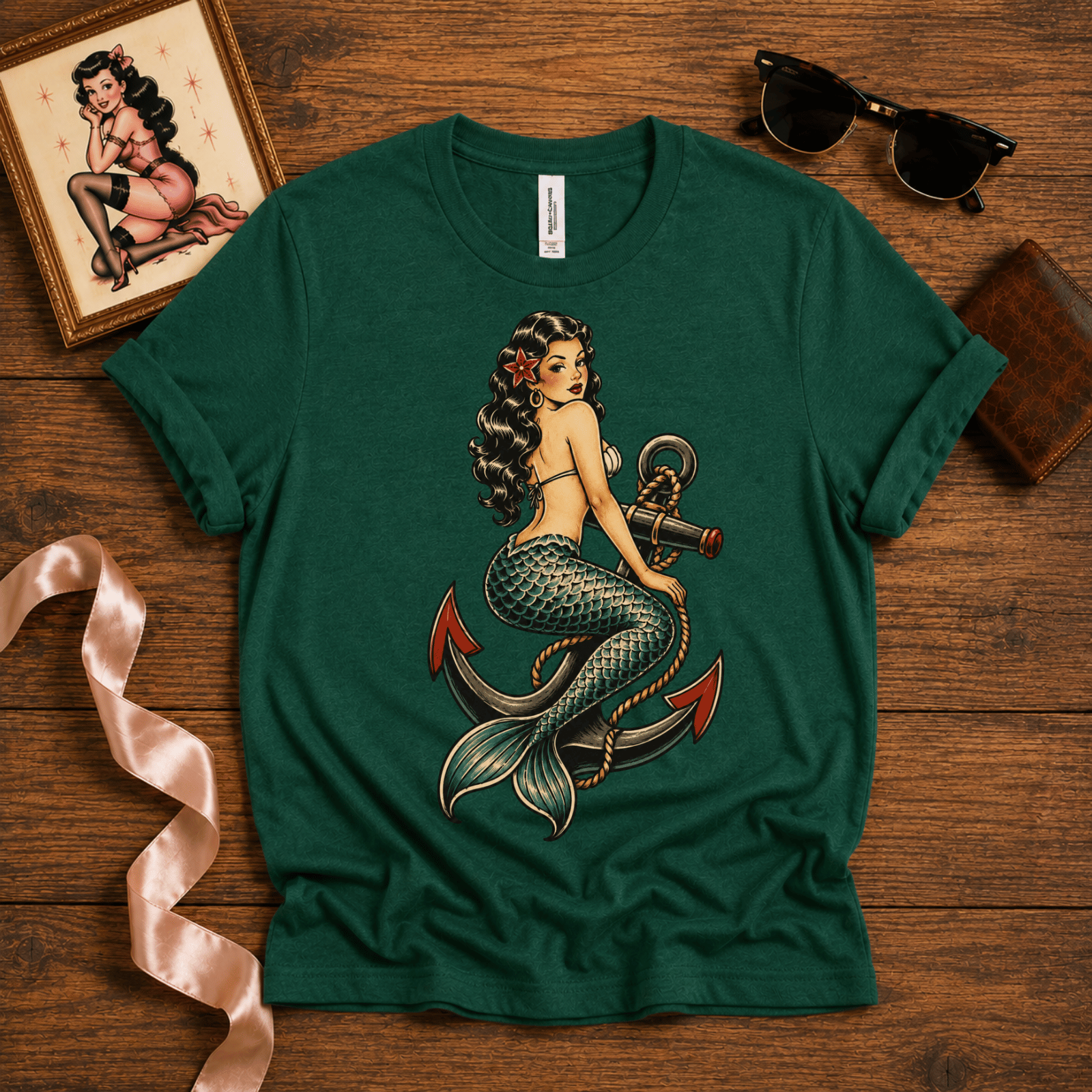 Anchor Mermaid | Vintage Mermaid Pinup T-Shirt