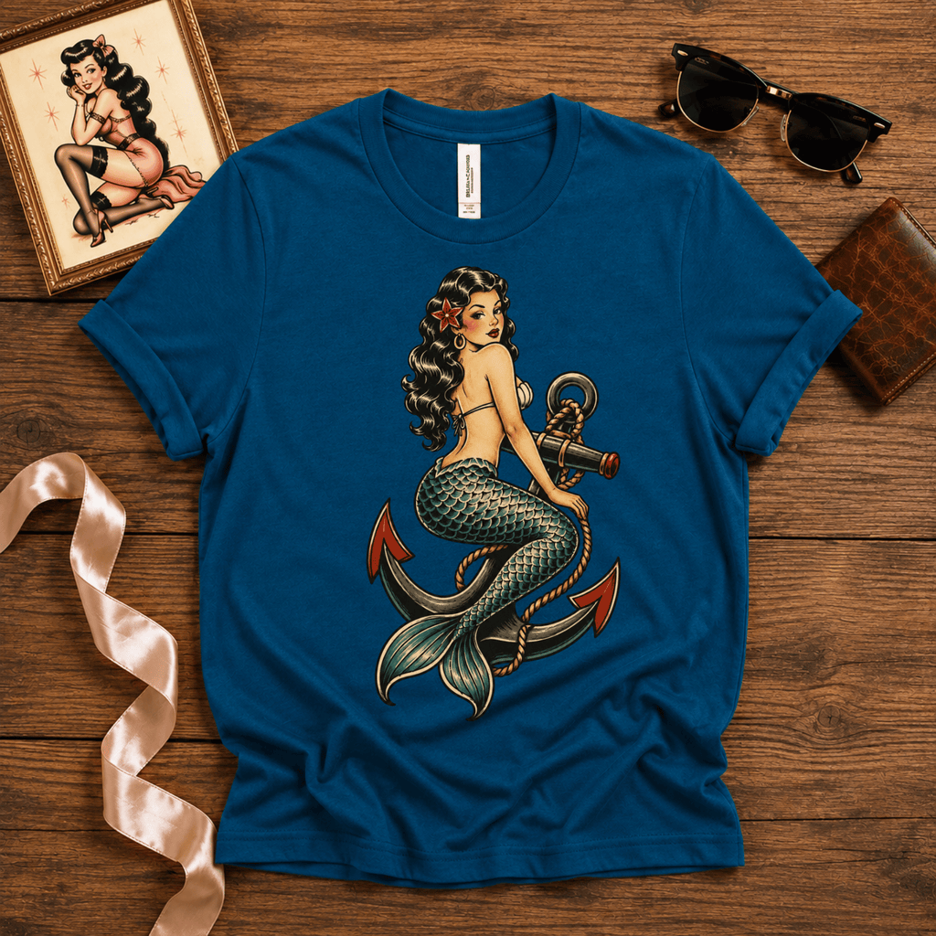 Anchor Mermaid | Vintage Mermaid Pinup T-Shirt