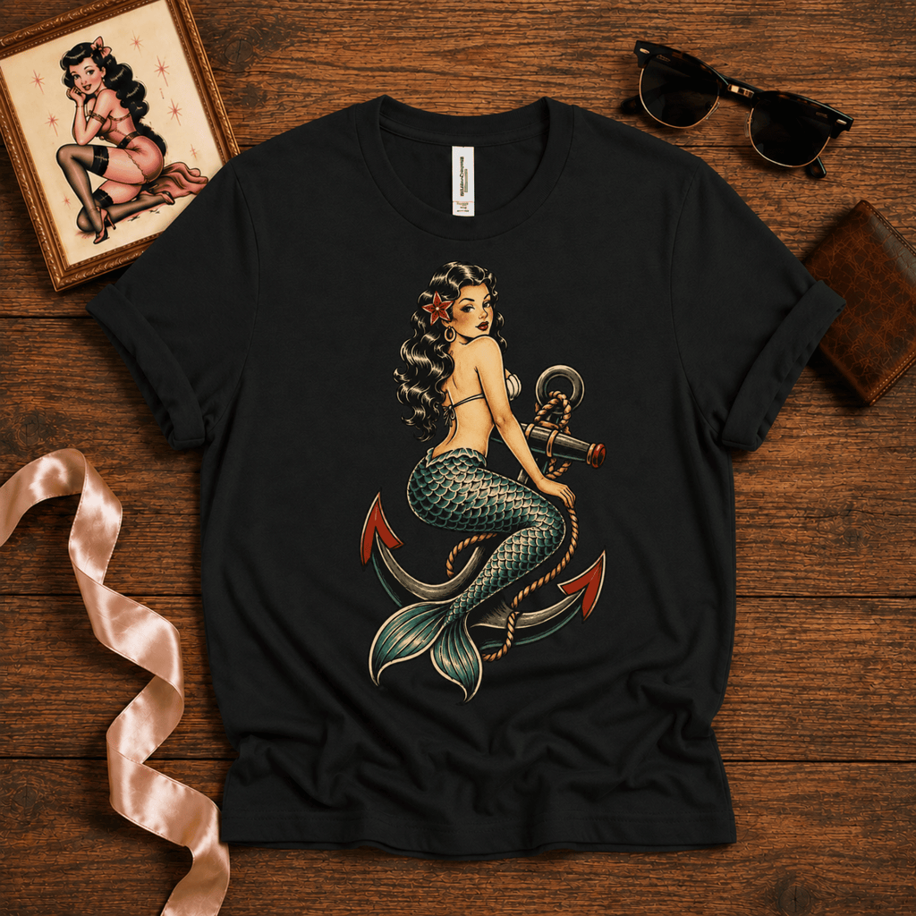 Anchor Mermaid | Vintage Mermaid Pinup T-Shirt