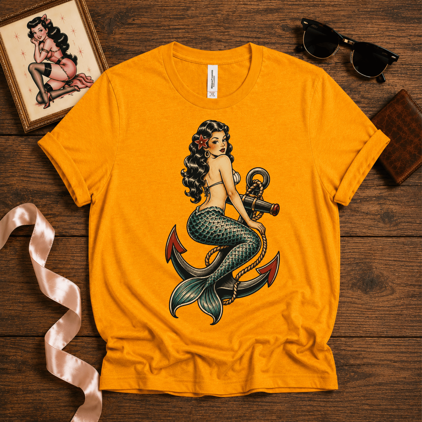 Anchor Mermaid | Vintage Mermaid Pinup T-Shirt