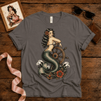 Ship Wheel Mermaid | Vintage Mermaid Pinup Graphic T-Shirt