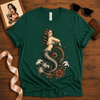 Ship Wheel Mermaid | Vintage Mermaid Pinup Graphic T-Shirt