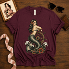Ship Wheel Mermaid | Vintage Mermaid Pinup Graphic T-Shirt