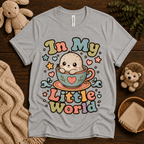 In My Little World cute animal graphic t-shirt cozy flat lay in athletic heather.