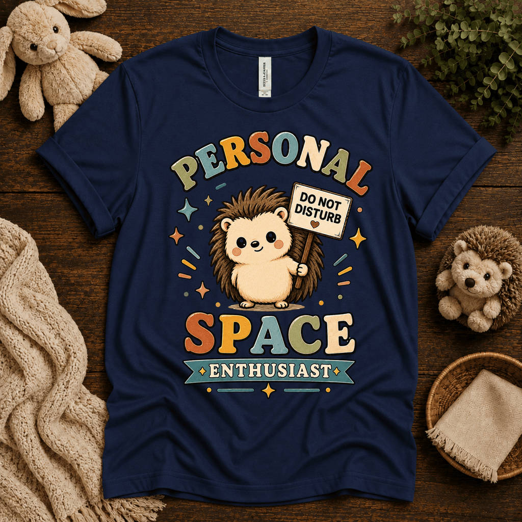 Personal Space Enthusiast cute animal graphic t-shirt cozy flat lay in evergreen.