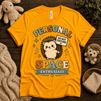 Personal Space Enthusiast cute animal graphic t-shirt cozy flat lay in gold.
