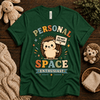 Personal Space Enthusiast cute animal graphic t-shirt cozy flat lay in evergreen.