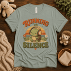 Running On Silence cute animal graphic t-shirt cozy flat lay in sage.